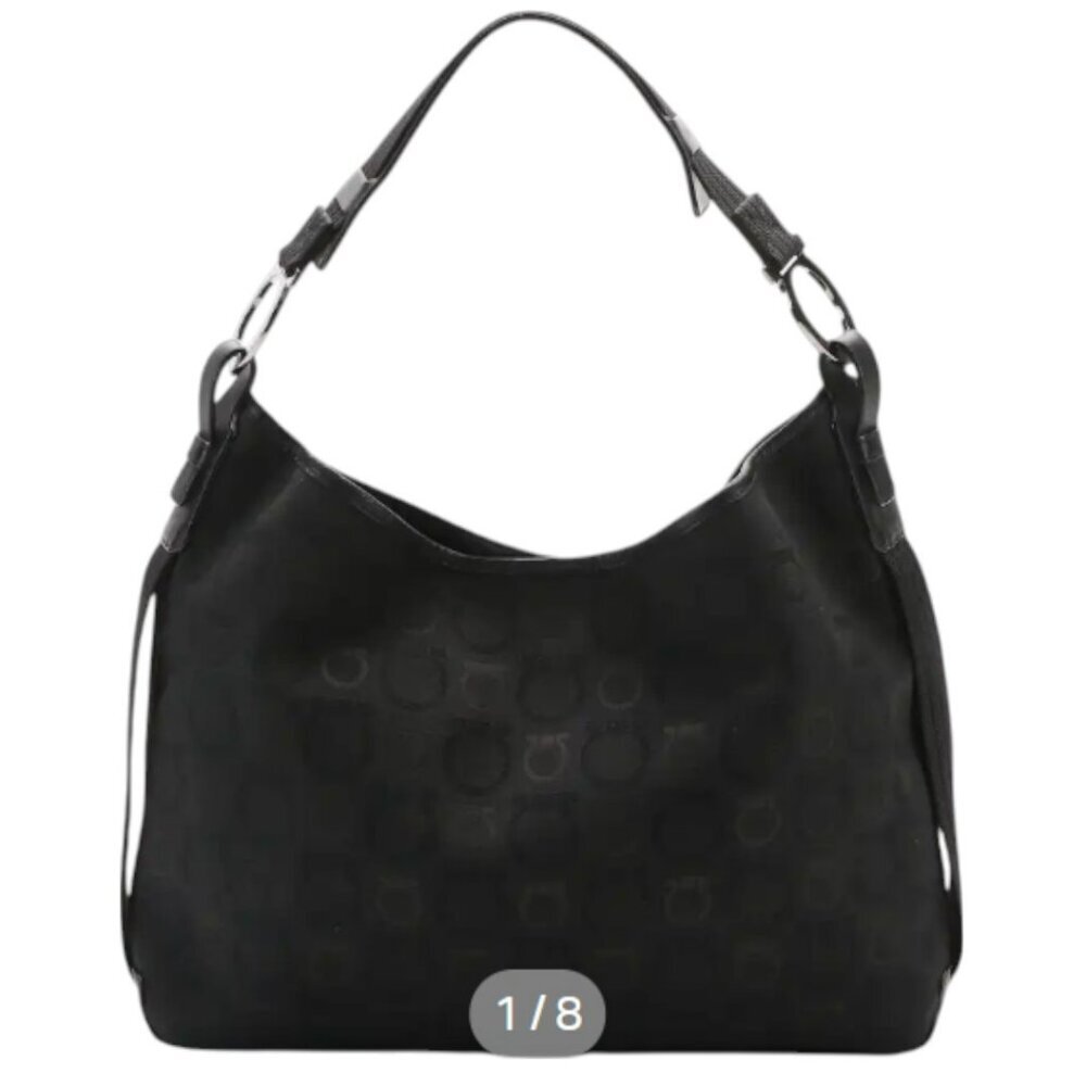 Salvatore Ferragamo Gancini Canvas Shoulder Bag - Picture 10 of 14